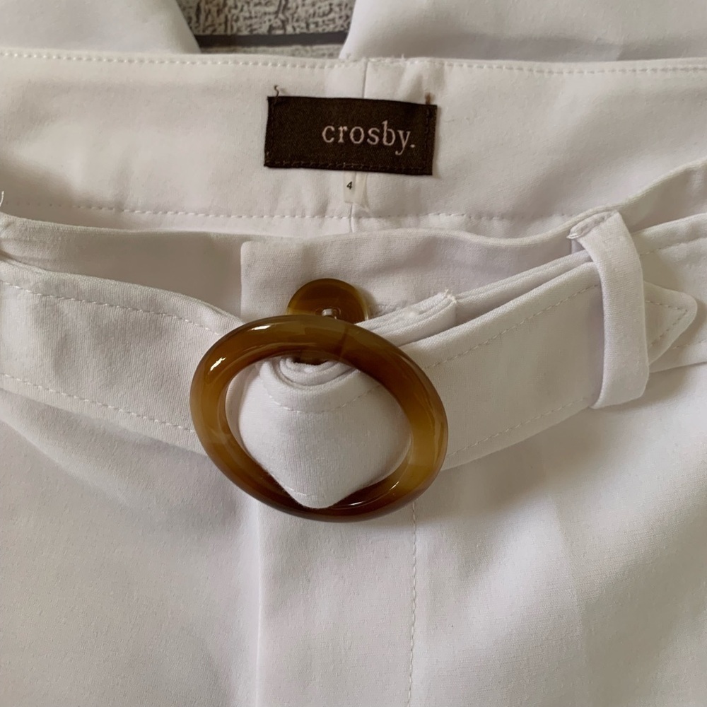 Crosby White Belted Cropped Wide Leg Pants - Picture 3 of 10